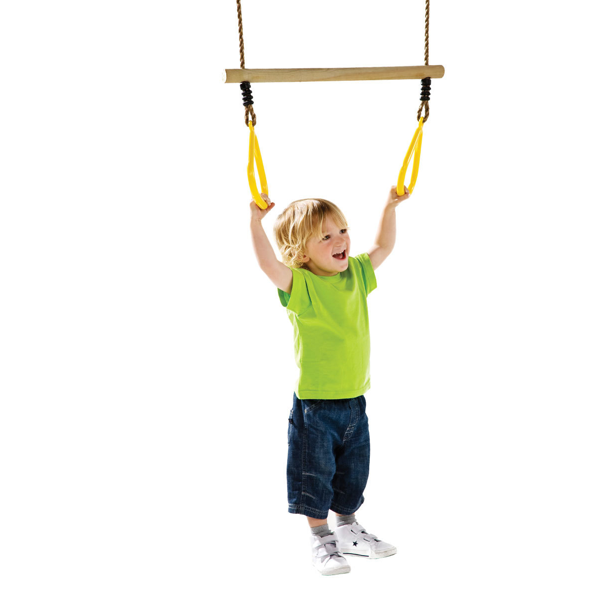 Wooden Trapeze With Plastic Gym Rings - Image 4